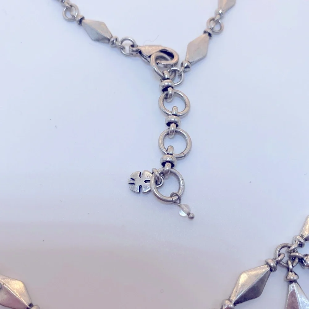 Lucky Brand Silver Tone Geometric Necklaces 19 Inch Bib Statement